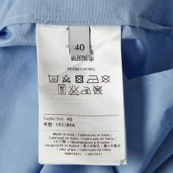 Pre Owned Valentino Blue Cotton One Shoulder Flap Detail Shirt S