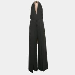 Valentino Black Crepe Tie-Up Halter Neck Backless Jumpsuit S