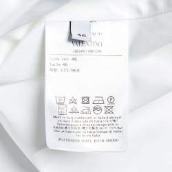 Pre Owned Valentino White Logo Print Poplin Tie-Up Neck Detail Oversize Shirt L