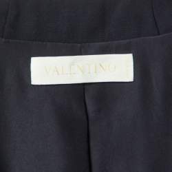 Pre Owned Valentino Black Virgin Wool Ruffled Hem Short Dress M