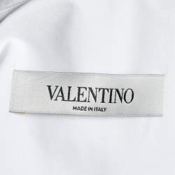 Pre Owned Valentino White Cotton Feather Cuff Trim Button Front Shirt L