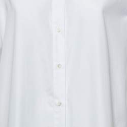 Pre Owned Valentino White Cotton Feather Cuff Trim Button Front Shirt L