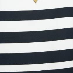Pre Owned Valentino Navy Blue/White Stripe Wool Blend Ruffled Mini Dress M