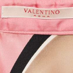 Pre Owned Valentino Vintage Pink Abstract Print Silk Shirt L