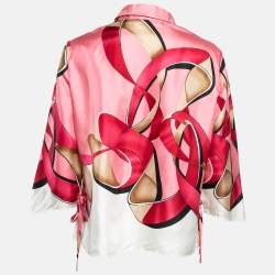 Pre Owned Valentino Vintage Pink Abstract Print Silk Shirt L