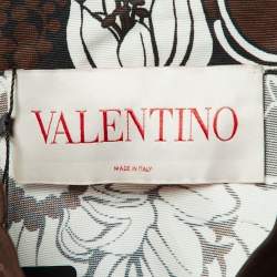 Pre Owned Valentino Brown Street Flowers Daisyland Print Cotton & Silk Shirt Dress M