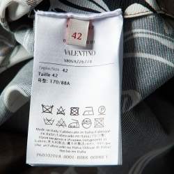 Pre Owned Valentino Brown Street Flowers Daisyland Print Cotton & Silk Shirt Dress M