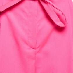 Valentino Fluorescent Pink Wool Pleated Knee Length Shorts S