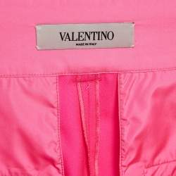 Valentino Fluorescent Pink Wool Pleated Knee Length Shorts S