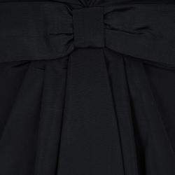 Pre Owned Valentino Black Plunged Neck Bow Detail Sleeveless Dress M