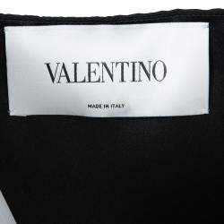 Pre Owned Valentino Black Plunged Neck Bow Detail Sleeveless Dress M