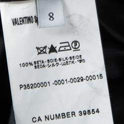 Pre Owned Valentino Black Plunged Neck Bow Detail Sleeveless Dress M