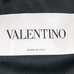 Pre Owned Valentino Black VLTN Print Crepe Pleated Midi Dress S