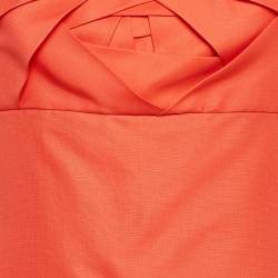 Pre Owned Valentino Coral Orange Silk Strapless Maxi Dress M