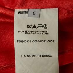 Pre Owned Valentino Coral Orange Silk Strapless Maxi Dress M