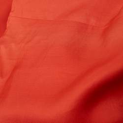 Pre Owned Valentino Coral Orange Silk Strapless Maxi Dress M