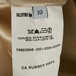 Pre Owned Valentino Beige Silk Flared Knee-Length Skirt L