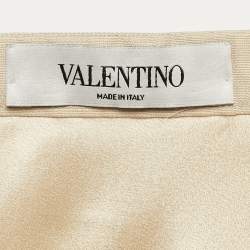 Pre Owned Valentino Beige Silk Flared Knee-Length Skirt L