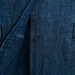 Pre Owned Valentino Blue Feather Trim Denim Shirt and Trouser Set M