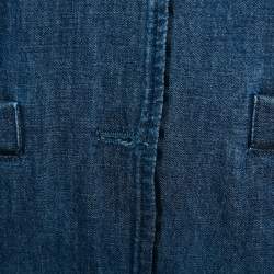 Pre Owned Valentino Blue Feather Trim Denim Shirt and Trouser Set M