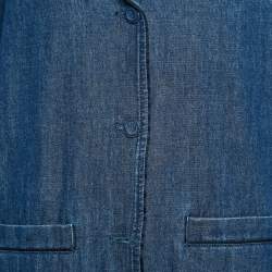 Pre Owned Valentino Blue Feather Trim Denim Shirt and Trouser Set M