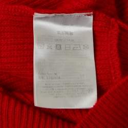 مملوكة مسبقًا Valentino Red Rib Knit Wool Blend Balloon Sleeve Sweater M