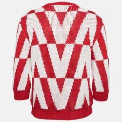 Valentino Red/White V Pattern Knit Sweater L
