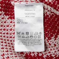 Valentino Red/White V Pattern Knit Sweater L