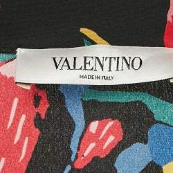 Pre Owned Valentino Black Tropical Print Silk Shirt and Pants M