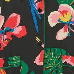 Pre Owned Valentino Black Tropical Print Silk Shirt and Pants M