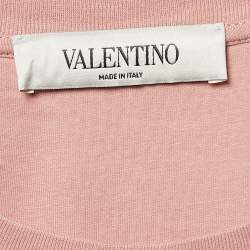 مملوكة مسبقًا Valentino Pink VLTN Print Jersey Crew Neck T-Shirt S