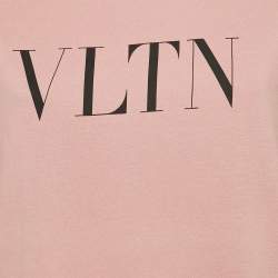 مملوكة مسبقًا Valentino Pink VLTN Print Jersey Crew Neck T-Shirt S