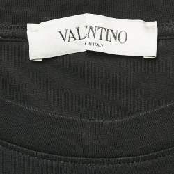 Pre Owned Valentino Black VLTN Print Jersey Crew Neck T-Shirt XS