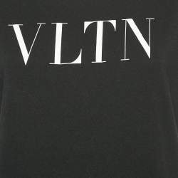 Pre Owned Valentino Black VLTN Print Jersey Crew Neck T-Shirt XS