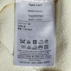 Pre Owned Valentino Ivory White Mesh Knit High Neck Jumper M