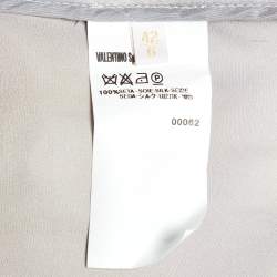 Pre Owned Valentino Grey Satin Silk Pleated Long Dress M