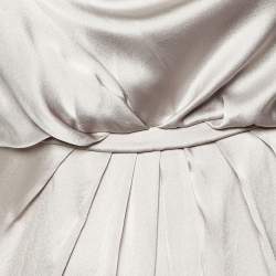 Pre Owned Valentino Grey Satin Silk Pleated Long Dress M