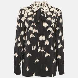 Pre Owned Valentino Black Bucaneve Print Silk Shirt M