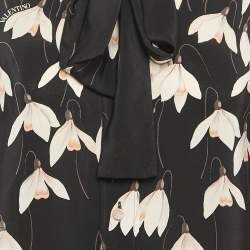 Pre Owned Valentino Black Bucaneve Print Silk Shirt M