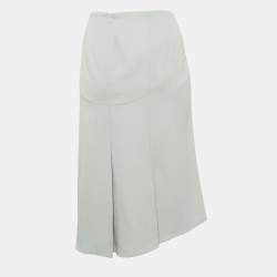 Valentino Light Blue Wool Pleated Knee-Length Skirt M