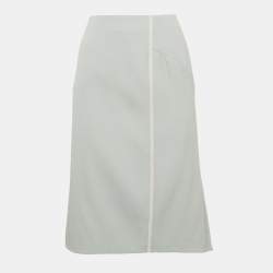Valentino Light Blue Wool Pleated Knee-Length Skirt M