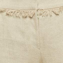 Valentino Beige Linen Fringed Trousers L