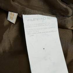Pre Owned Valentino Brown Embroidered Suede Flared Trousers M