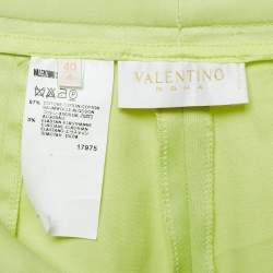 Pre Owned Valentino Green Cotton Straight Leg Trousers S