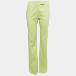 Pre Owned Valentino Green Cotton Straight Leg Trousers S