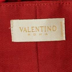 Pre Owned Valentino Red Embroidered Silk and Crepe Strappy Top L