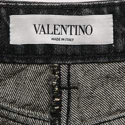 Valentino Black Distressed Denim Shorts M 