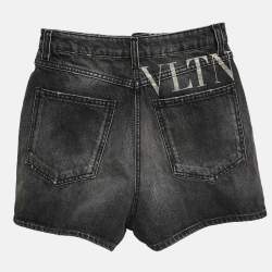 Valentino Black Distressed Denim Shorts M 