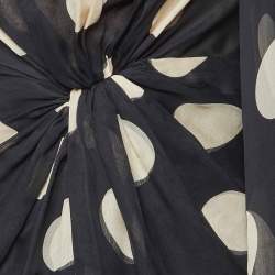 Pre Owned Valentino Black Polka Dot Print Silk Asymmetric Dress L