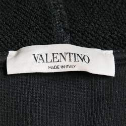 Pre Owned Valentino Black Logo Print Cotton Hooded Sweatshirt S